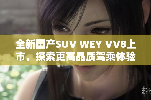 全新国产SUV WEY VV8上市，探索更高品质驾乘体验