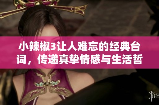 小辣椒3让人难忘的经典台词，传递真挚情感与生活哲理