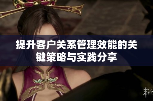 提升客户关系管理效能的关键策略与实践分享
