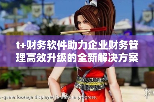 t+财务软件助力企业财务管理高效升级的全新解决方案